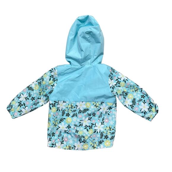 Wonder Nation Girls Light Blue Floral Raincoat Size 18 Months - Picture 3 of 5
